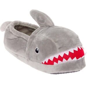 NWT Funziez Fuzzy Shark Animal Slippers Unisex House Shoes Plush‎ Gray Large
